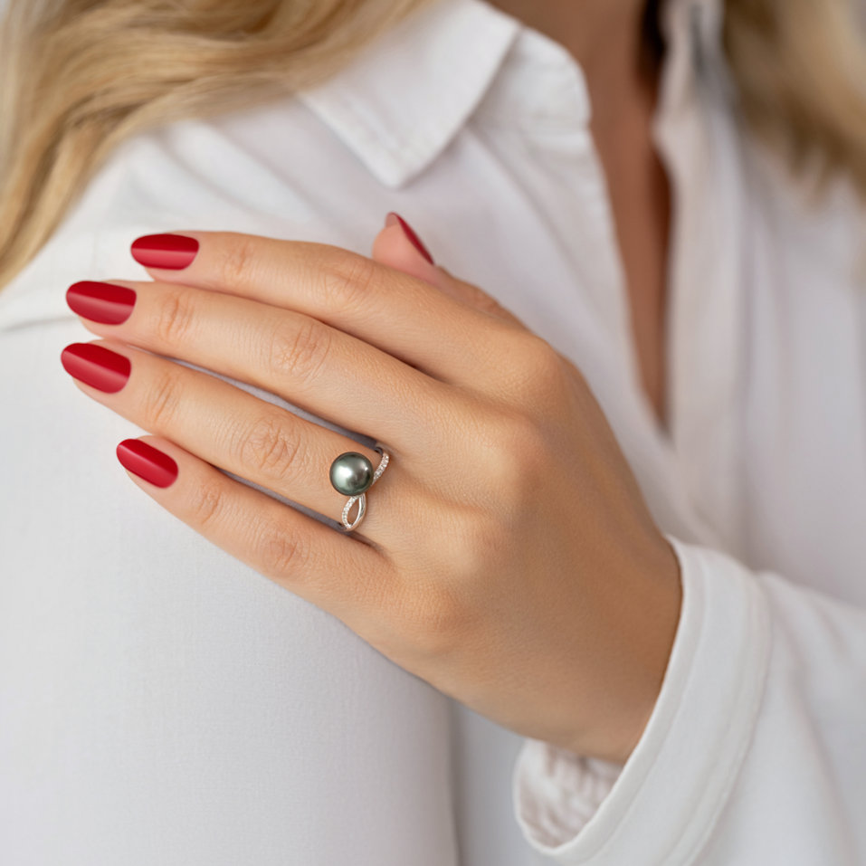 Prsteň s perlou a diamantmi Pacific Devotion