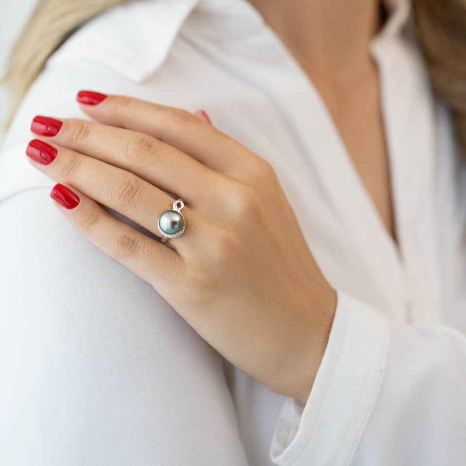 Prsteň s perlou a diamantmi Curran