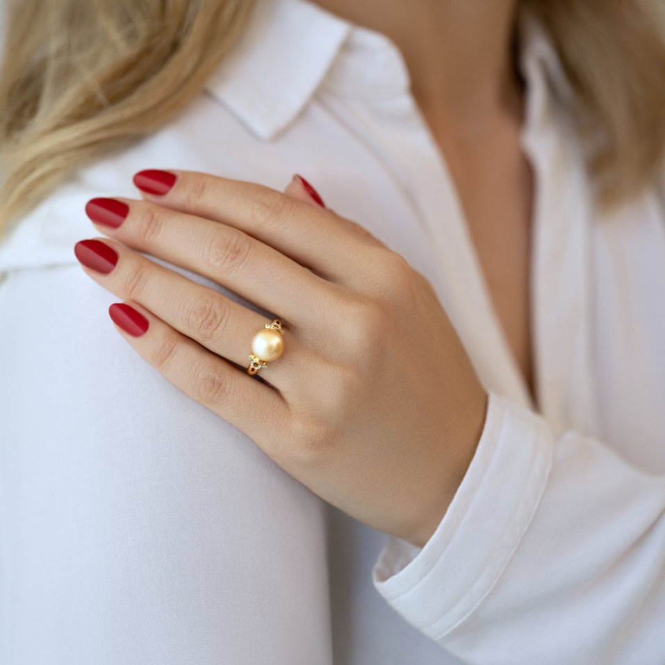 Prsteň s perlou a diamantmi Sea Energy