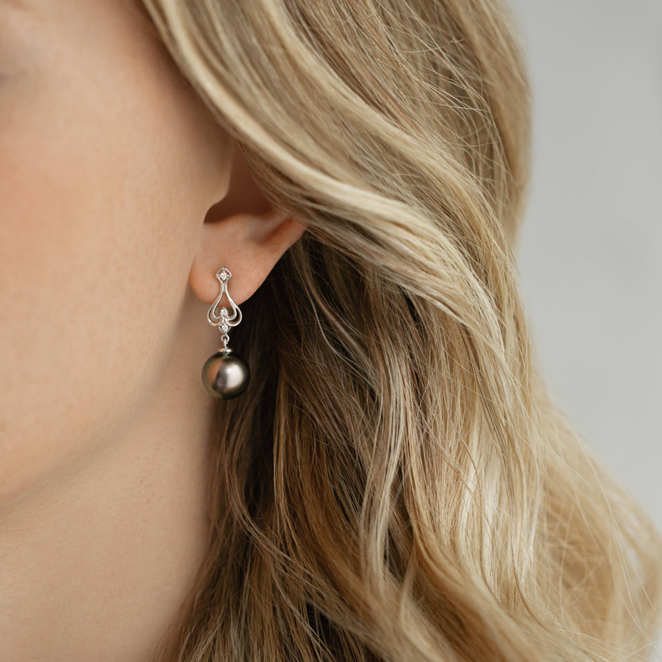 Náušnice s perlou a diamantmi Astral Ocean