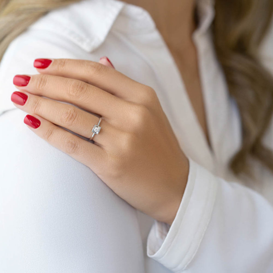 Prsteň s diamantom Minimalist Square