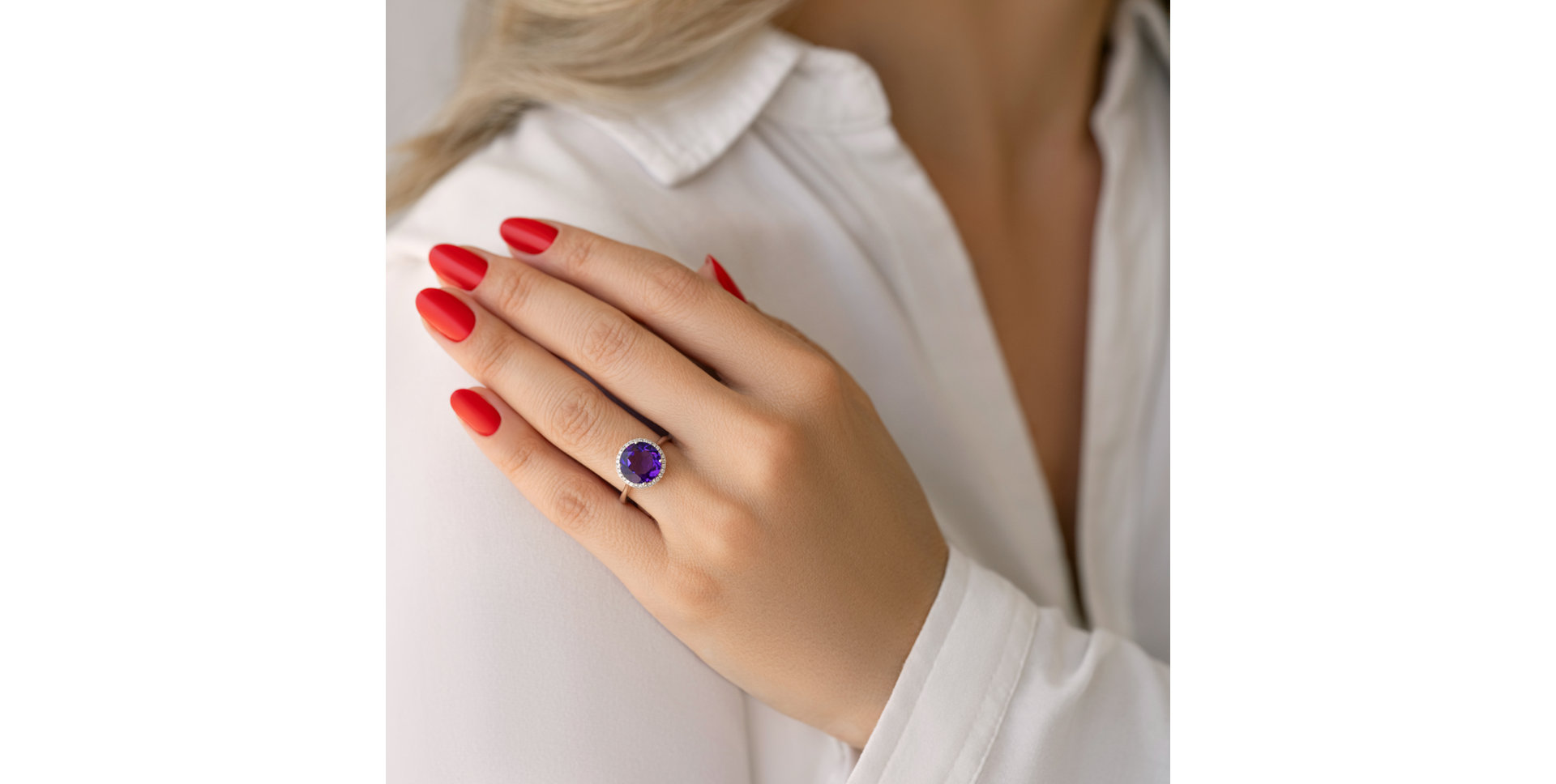 Prsteň s ametystom a diamantmi Poisson