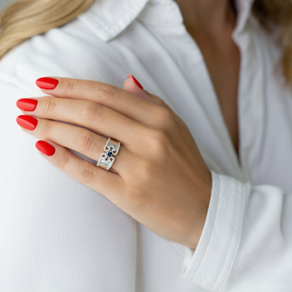Prsteň s zafírom a diamantmi Royal Sapphire