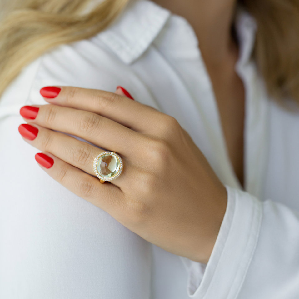 Prsteň s ametystom a diamantmi Secret Lake