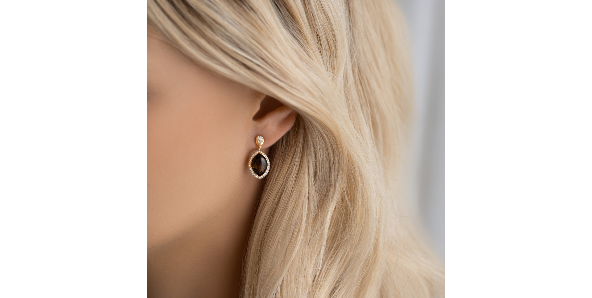 Náušnice s quartzom a diamantmi Yellow Queen