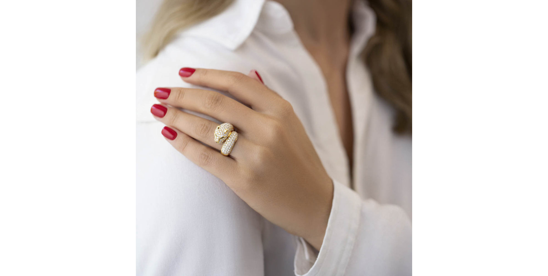 Prsteň s diamantmi Golden Beast