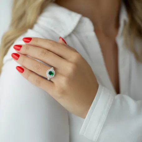 Prsteň so smaragdom a diamantmi Green Cabinet