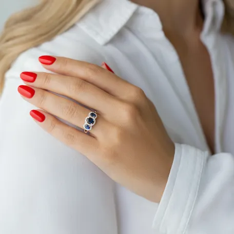 Prsteň so zafírmi a diamantmi Luxury of Sapphire