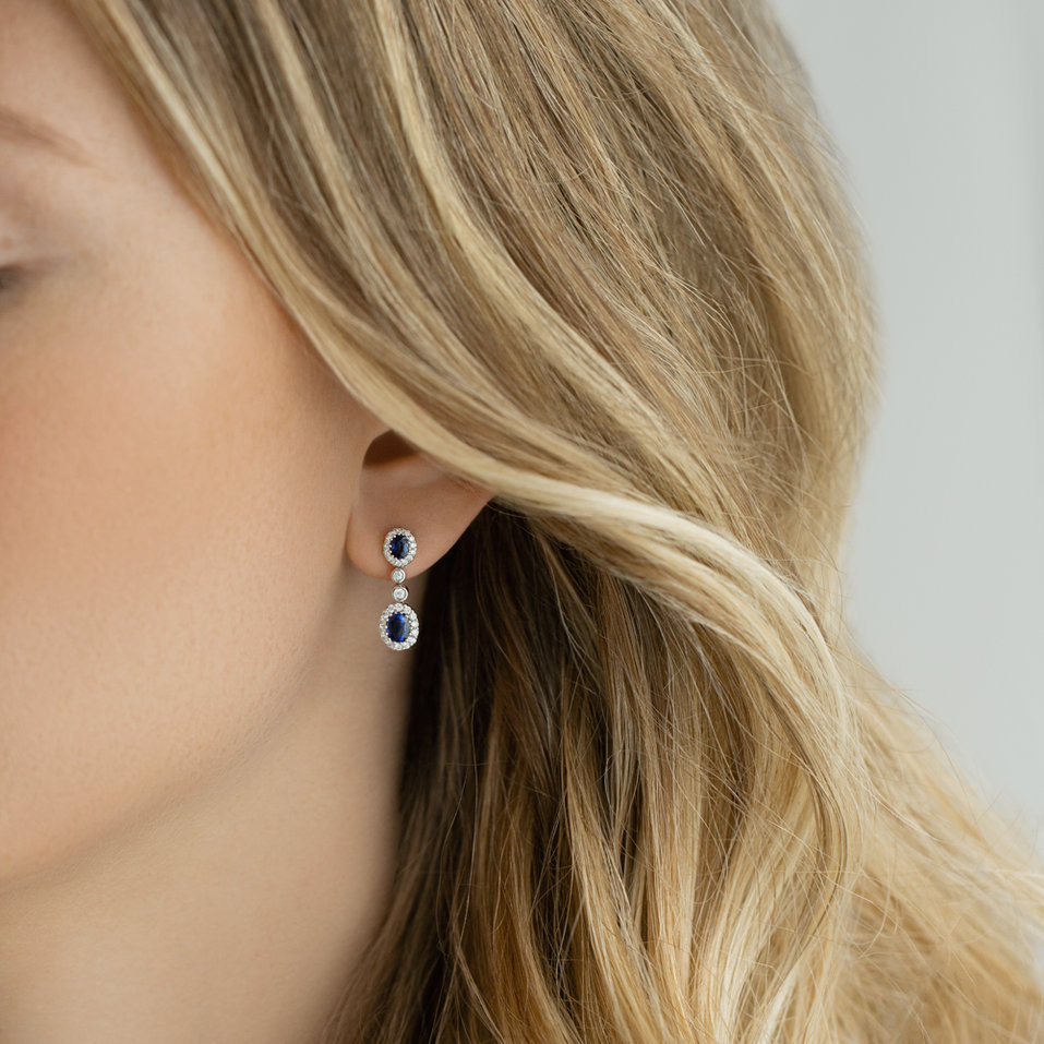 Náušnice s diamantmi a zafírmi Sapphire Jealousy
