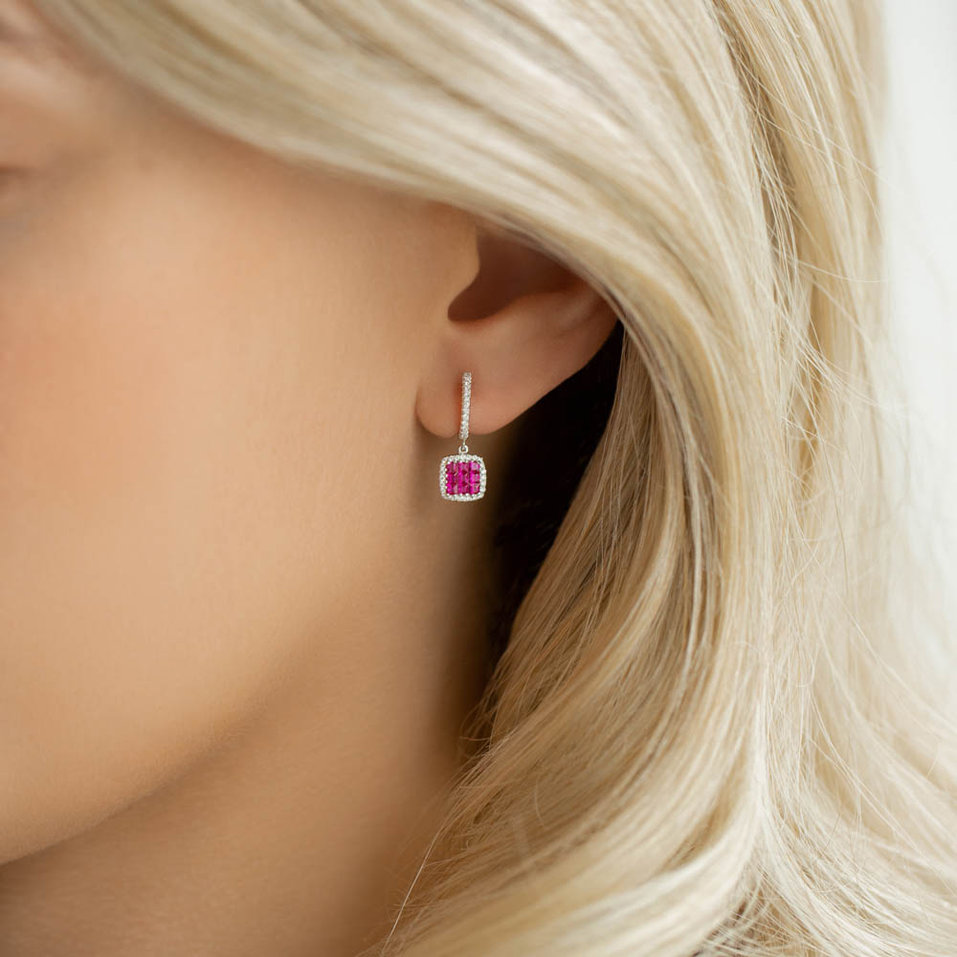 Náušnice s diamantmi a rubínmi Emersyn