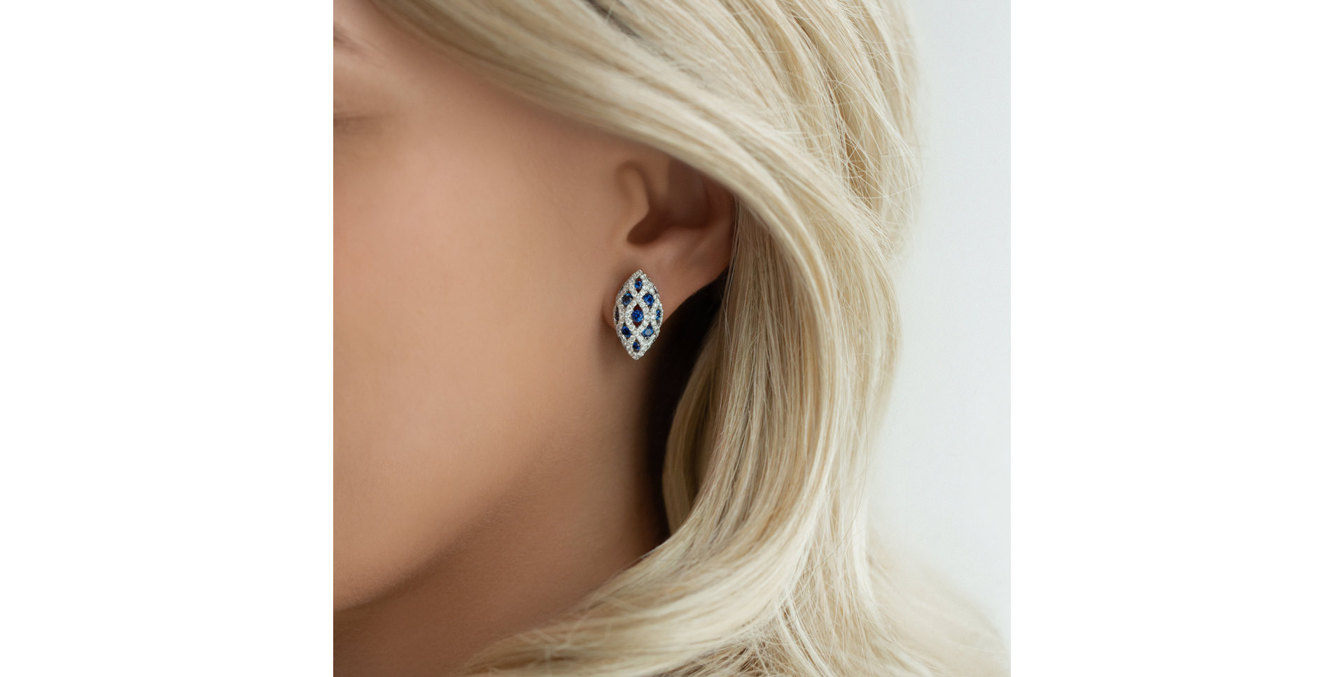 Náušnice so zafírmi a diamantmi Dark Blue Catherine