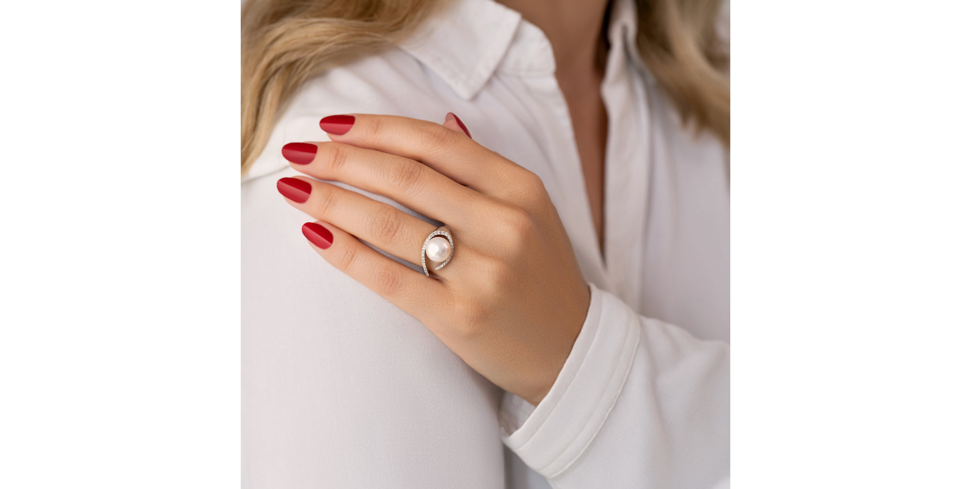 Prsteň s perlou a diamantmi Heavenly Shore