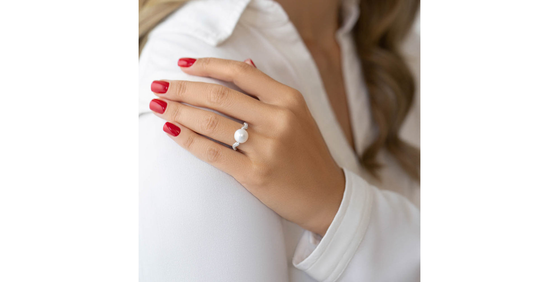 Prsteň s perlou a diamantmi Purity of Water