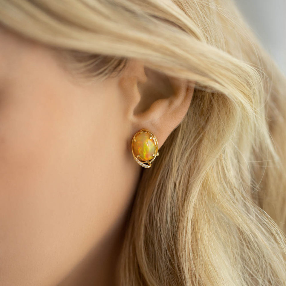 Náušnice s opálom a diamantmi Sybil