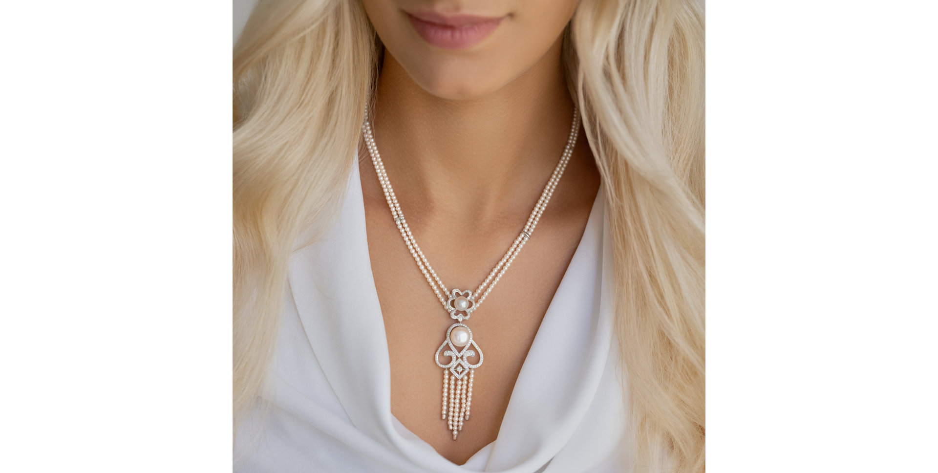 Náhrdelník s perlami a diamantmi Versailles Romance