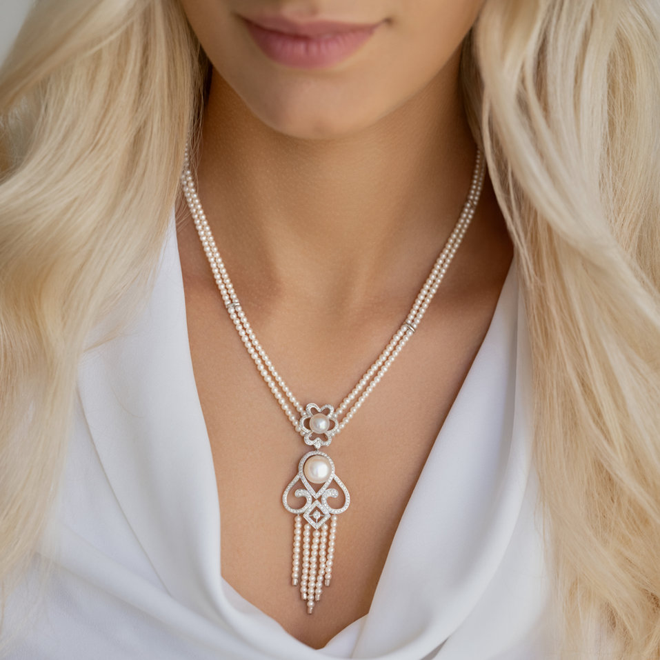 Náhrdelník s perlami a diamantmi Versailles Romance