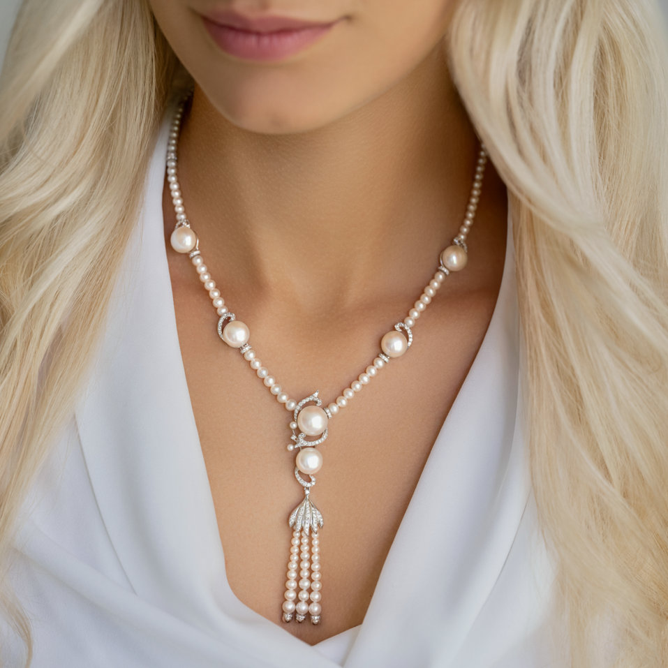 Náhrdelník s diamantmi a perlami Versailles Miracle