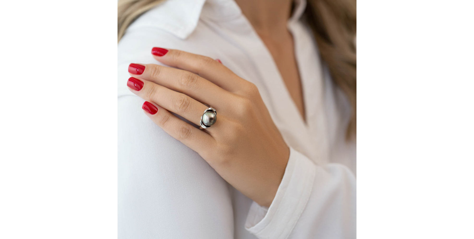 Prsteň s perlou a diamantmi Aleah