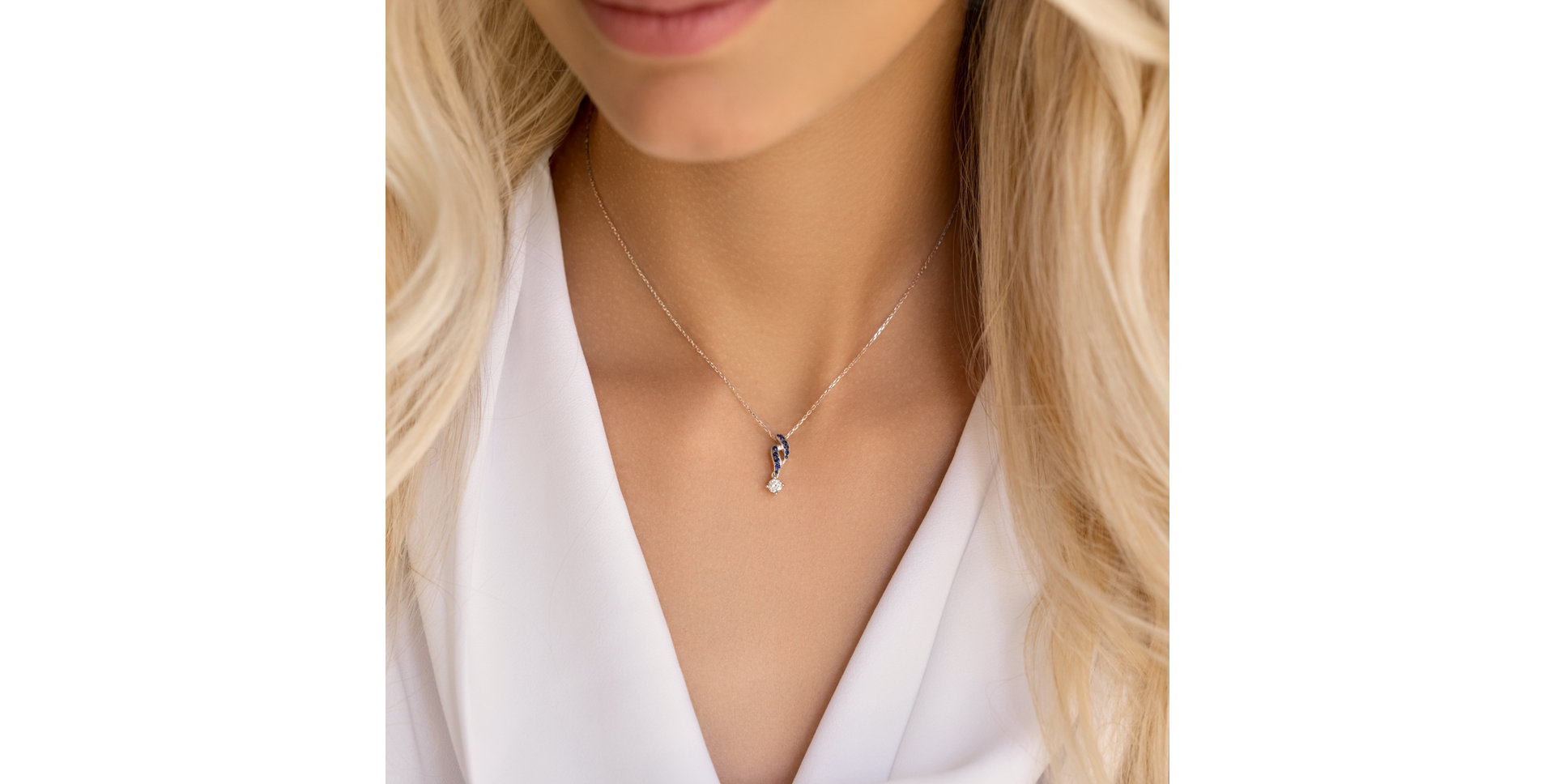 Přívěsok s diamantom a zafírmi Sky Ribbon