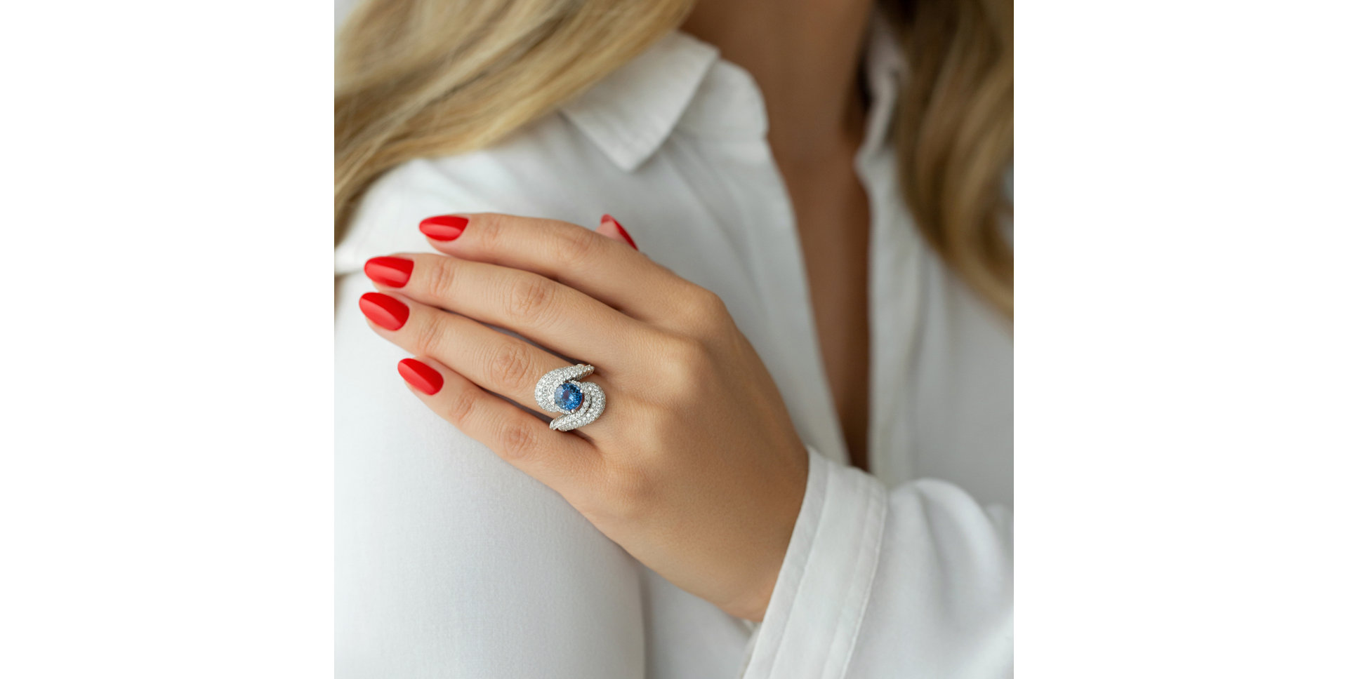 Prsteň s tanzanitom a diamantmi Eminence of Heaven