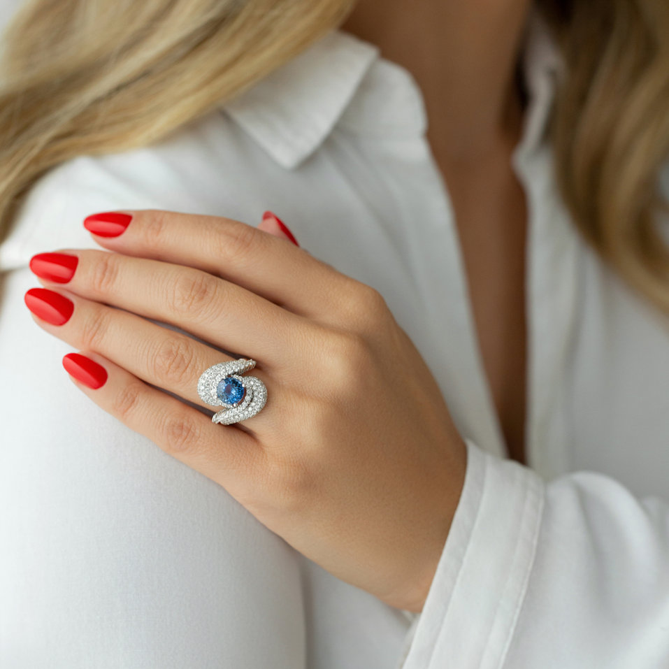 Prsteň s tanzanitom a diamantmi Eminence of Heaven