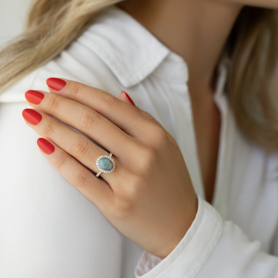 Prsteň s opálom a diamantmi Secret Garden