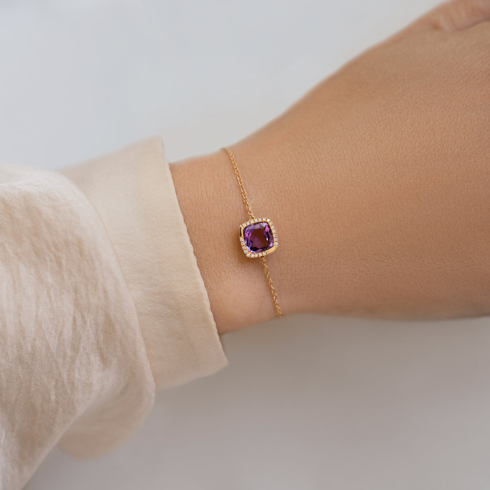 Náramok s ametystom a diamantmi Night Alchemy