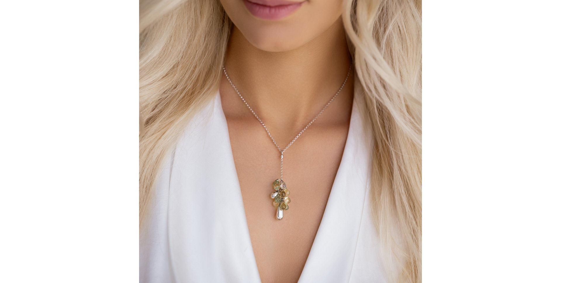 Náhrdelník s diamantmi a drahokamami Palmira