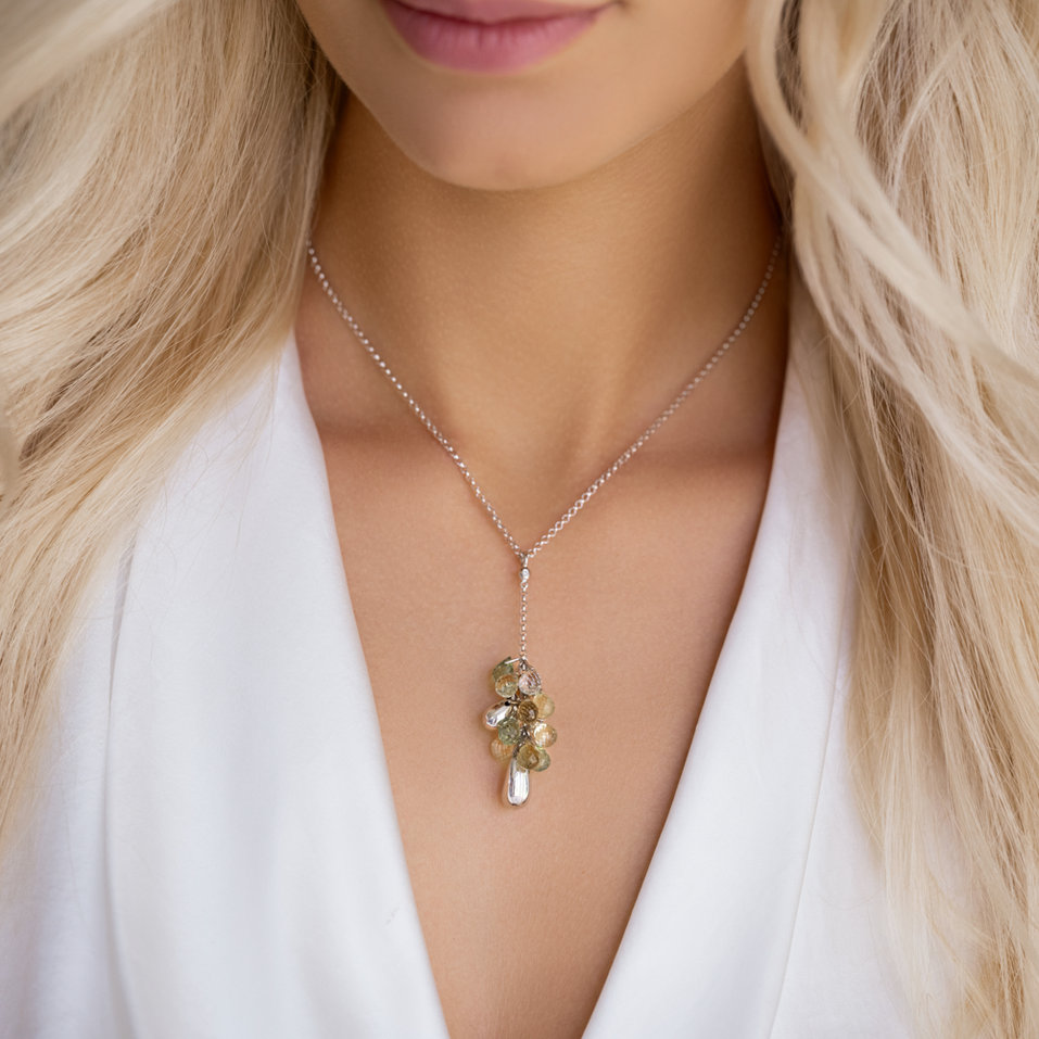 Náhrdelník s diamantmi a drahokamami Palmira