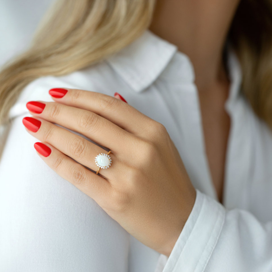 Prsteň s opálom a diamantmi Sorrow Queen