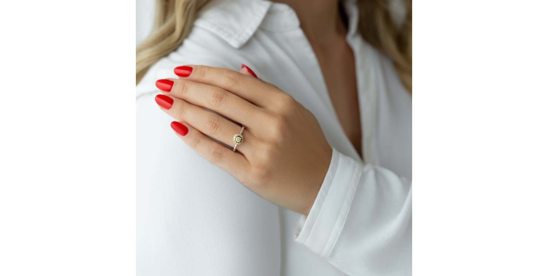 Prsteň s bielymi a žltými diamantmi Endless Sunshine