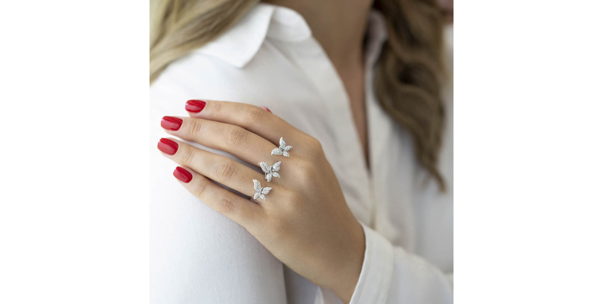 Prsteň s diamantmi Three Butterflies
