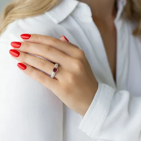 Prsteň s turmalínom a diamantmi Red Pleasure