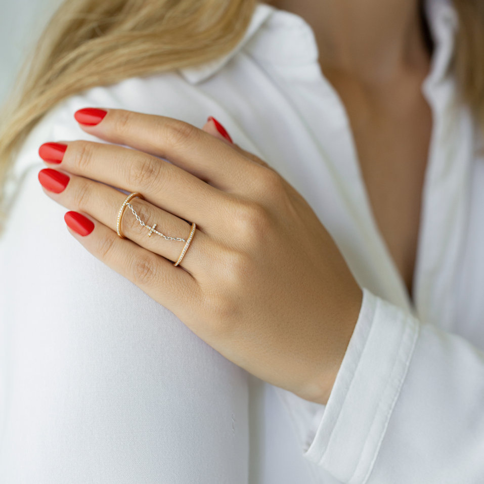 Prsteň s diamantmi Croos of Life