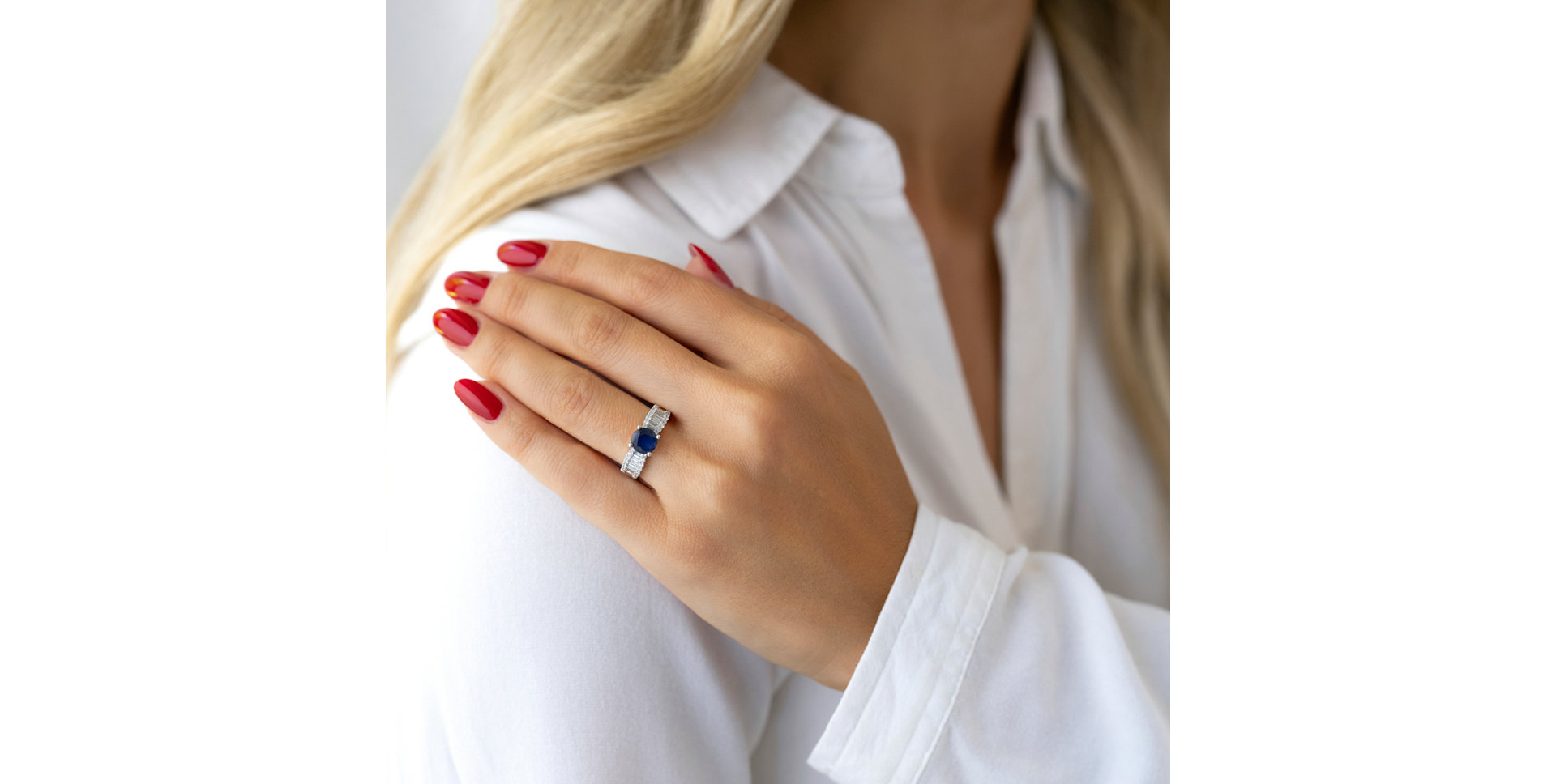 Prsteň s zafírom a diamantmi Hollywood Star