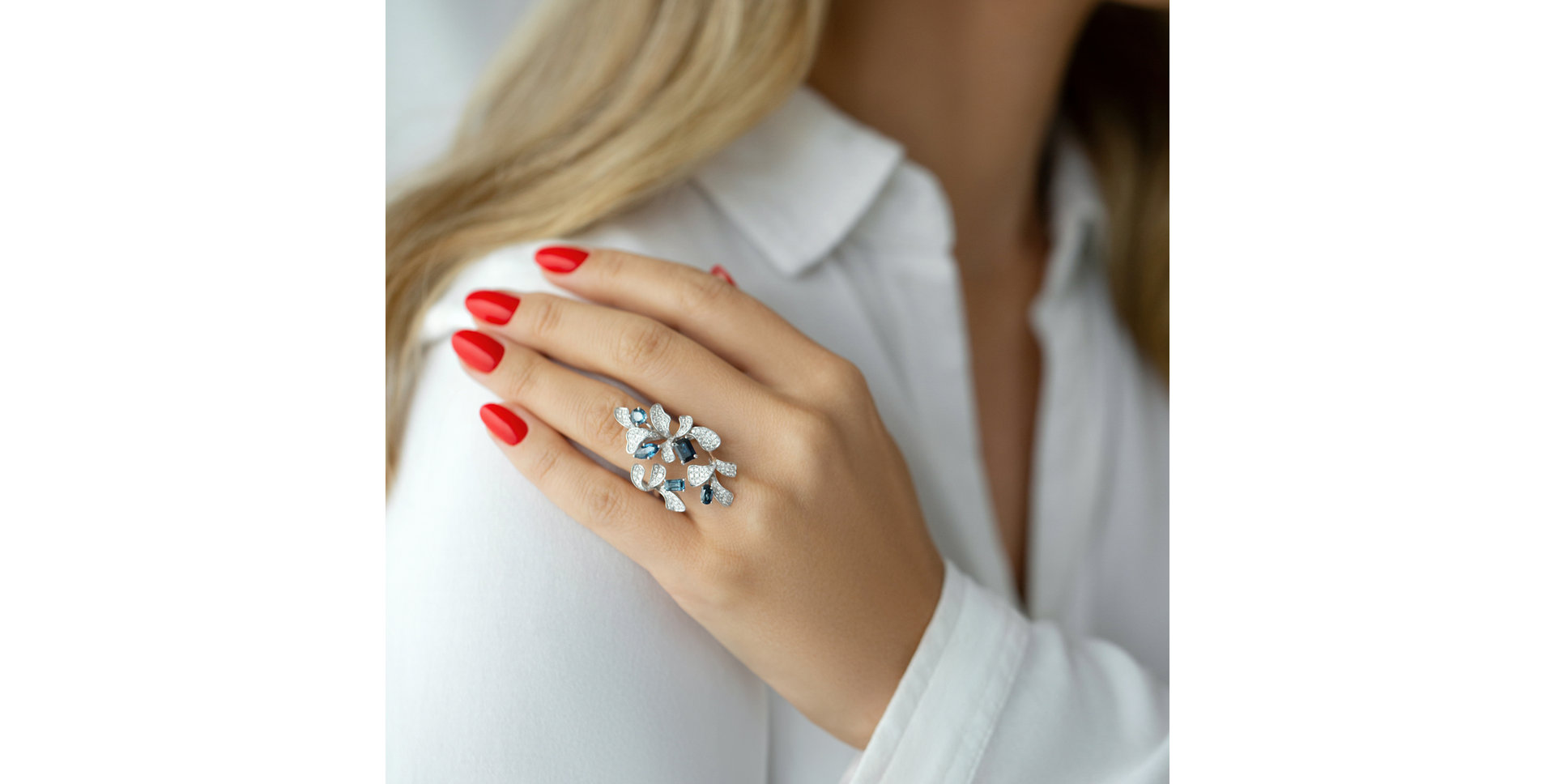 Prsteň s diamantmi a zafírmi Czarina Bloom