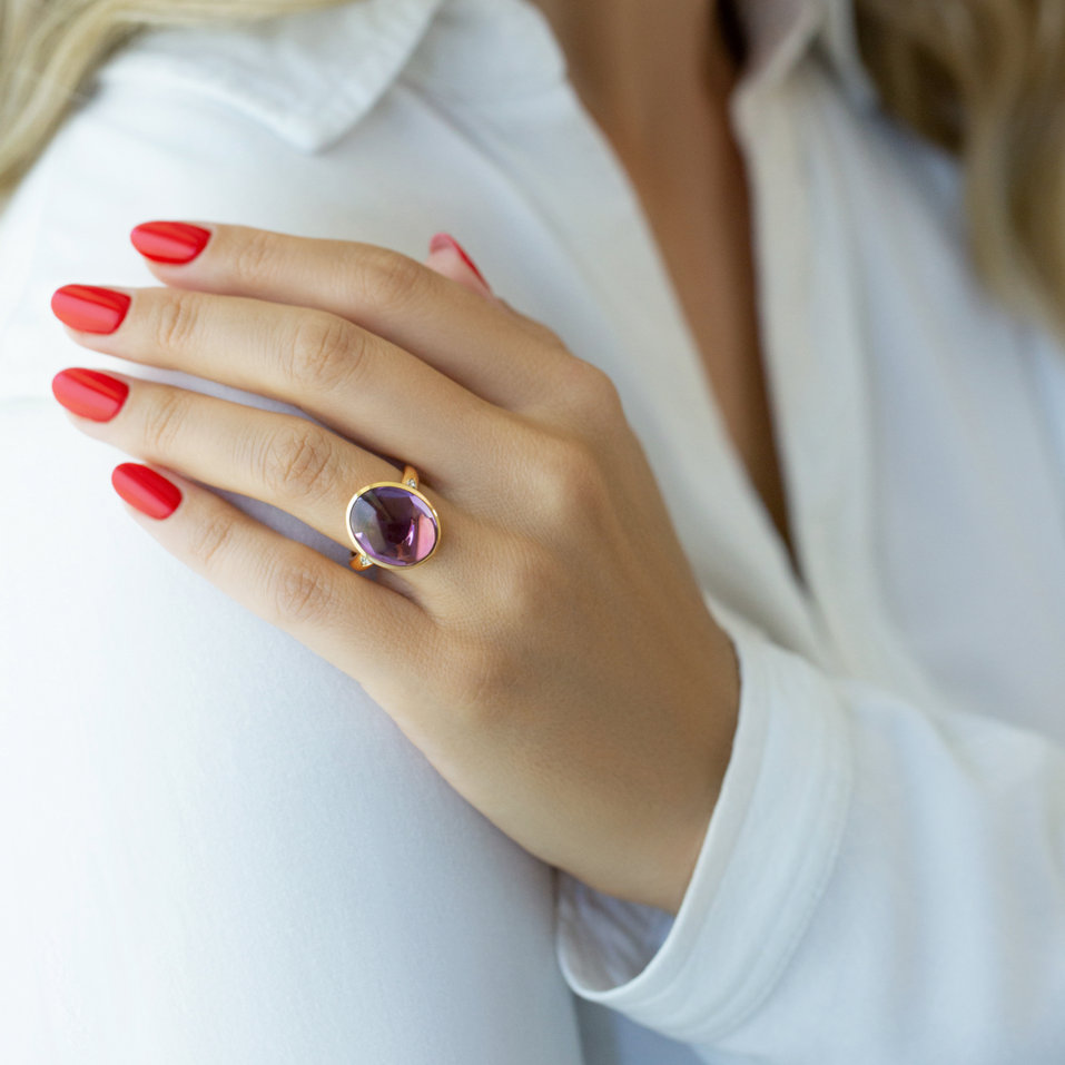 Prsteň s ametystom a diamantmi Witching Princess