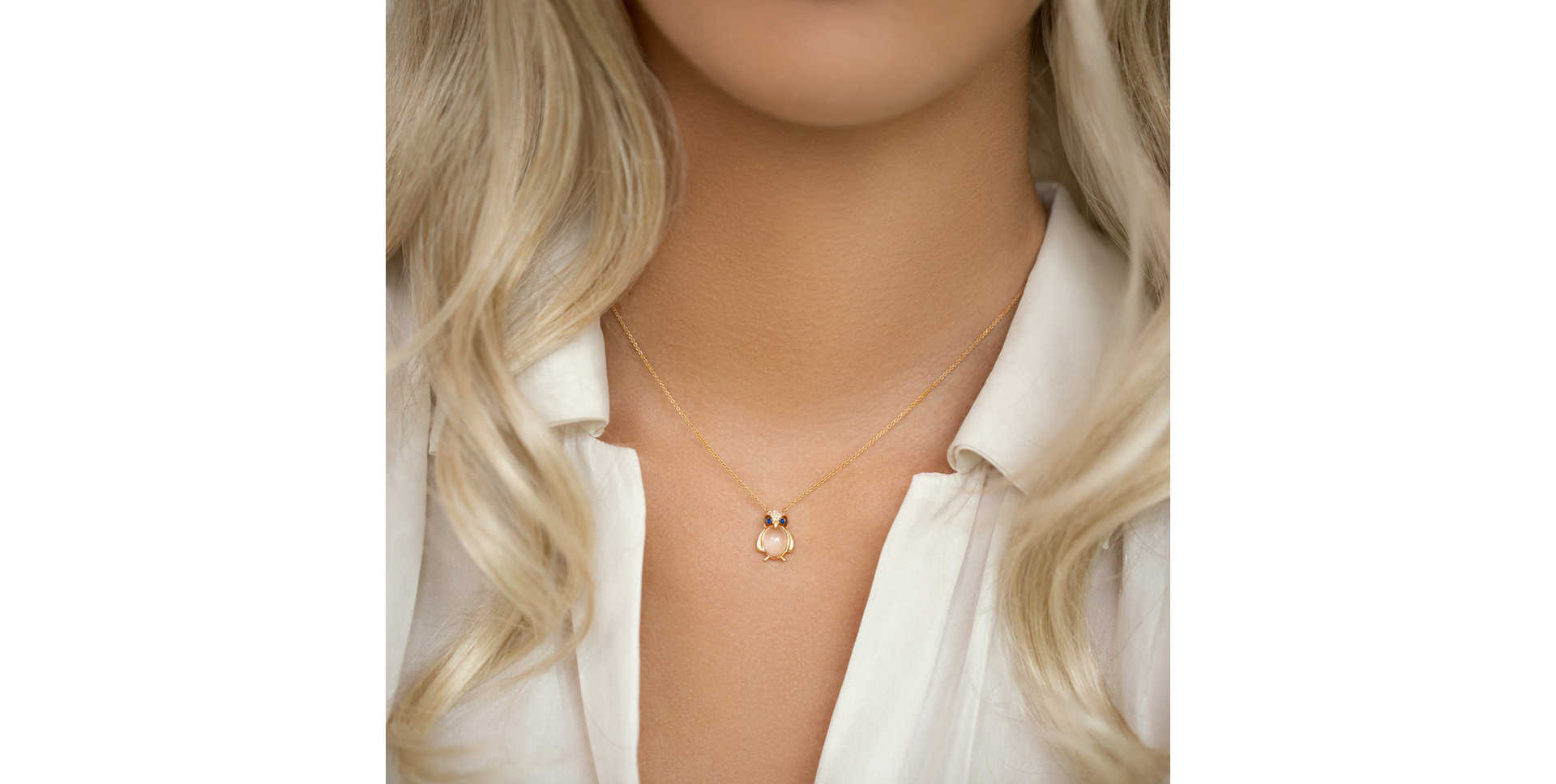 Náhrdelník s diamantmi, ruženínom a zafírmi Penguin Secret