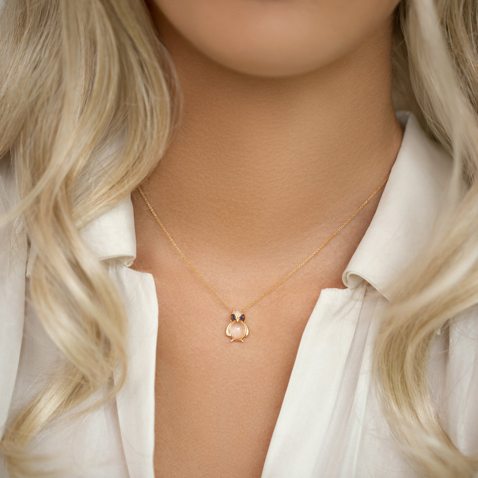 Náhrdelník s diamantmi, ruženínom a zafírmi Penguin Secret