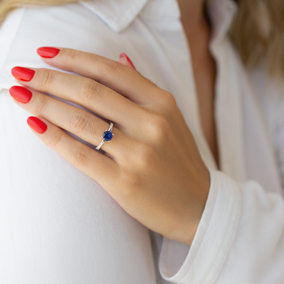 Prsteň s zafírom a diamantmi Midnight Phantom