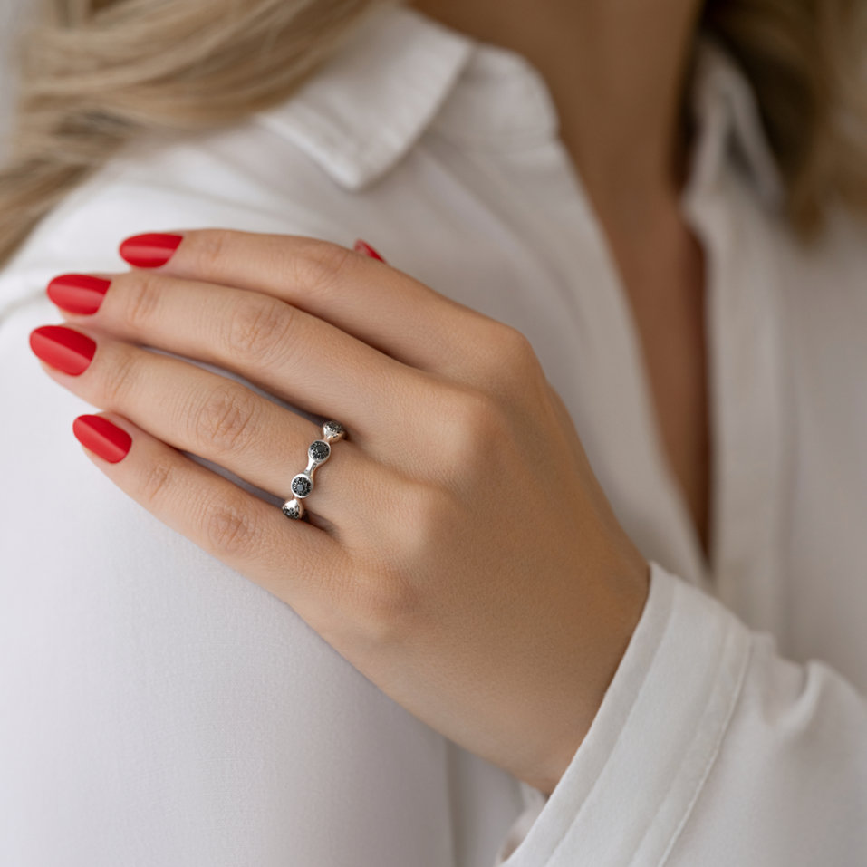 Prsteň s čiernymi diamantmi Vesper Passion