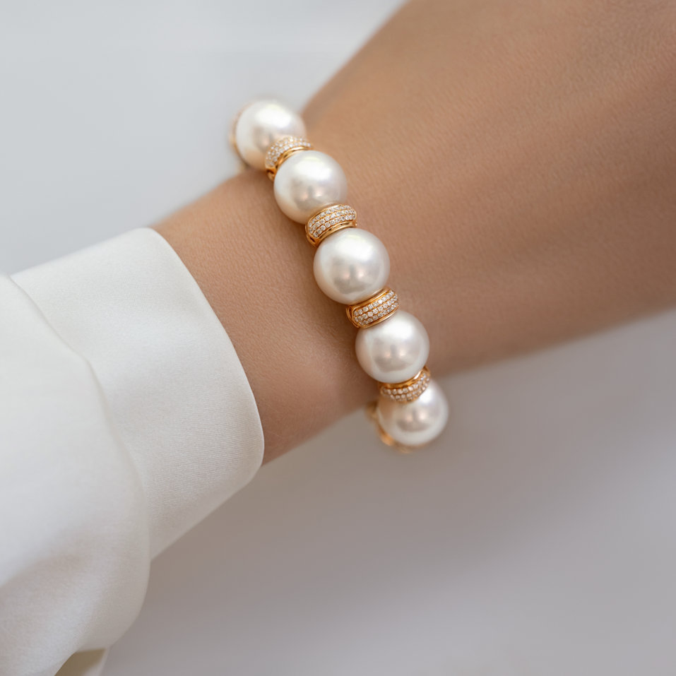 Náramok s perlou a diamantmi Royal Pearl