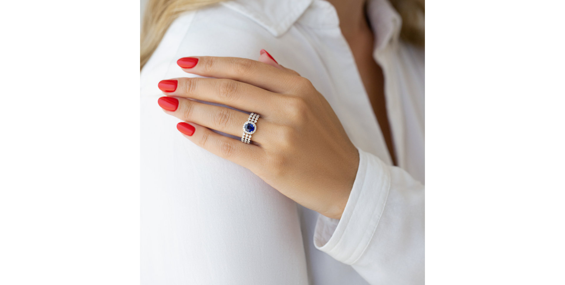 Prsteň s zafírom a diamantmi Perline