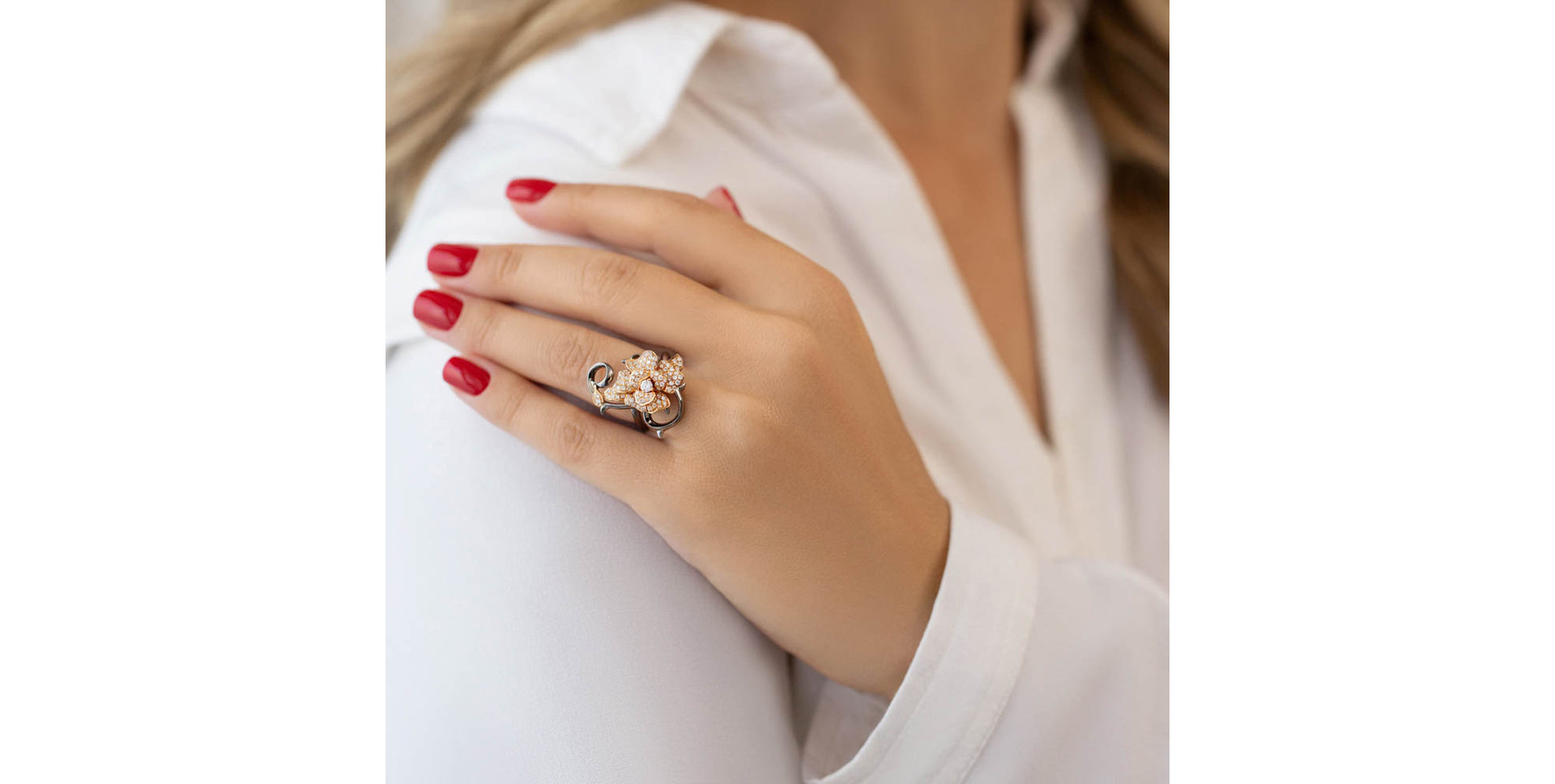 Prsteň s diamantmi Glossy Black