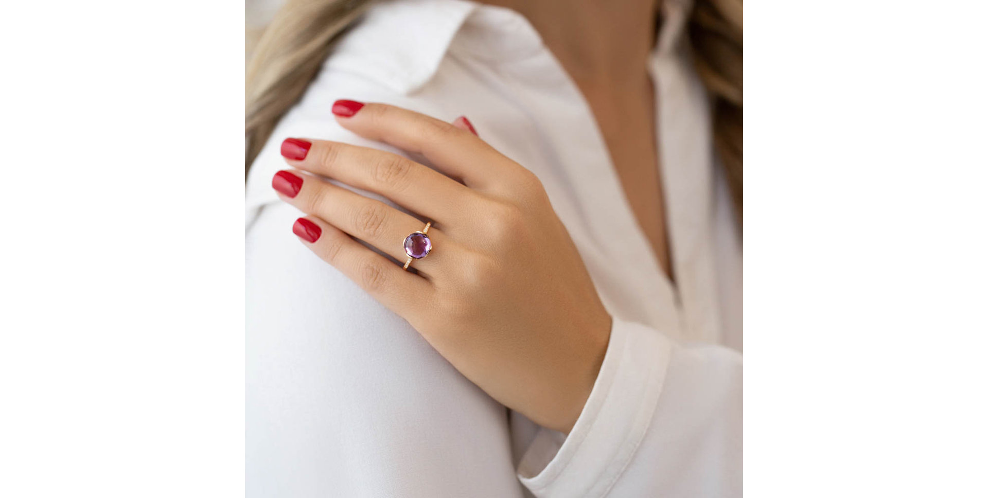 Prsteň s ametystom a diamantmi Émeute