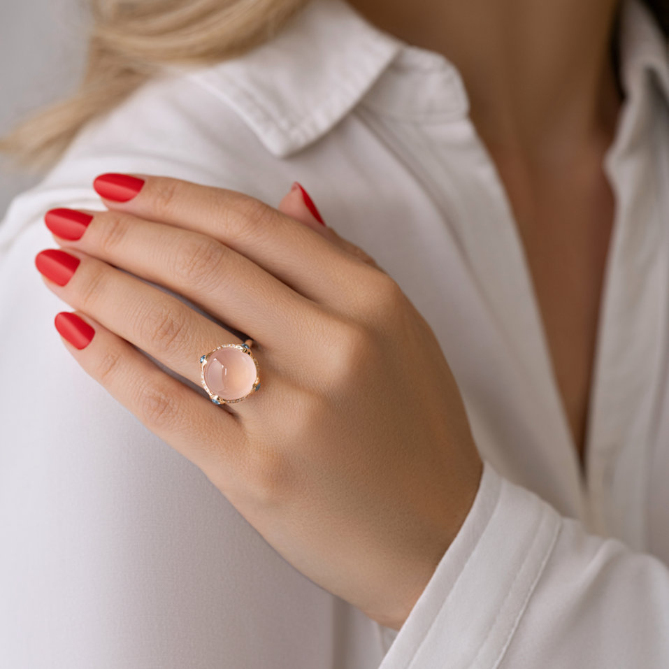 Prsteň s diamantmi, topásom a ruženínom Proof of Love