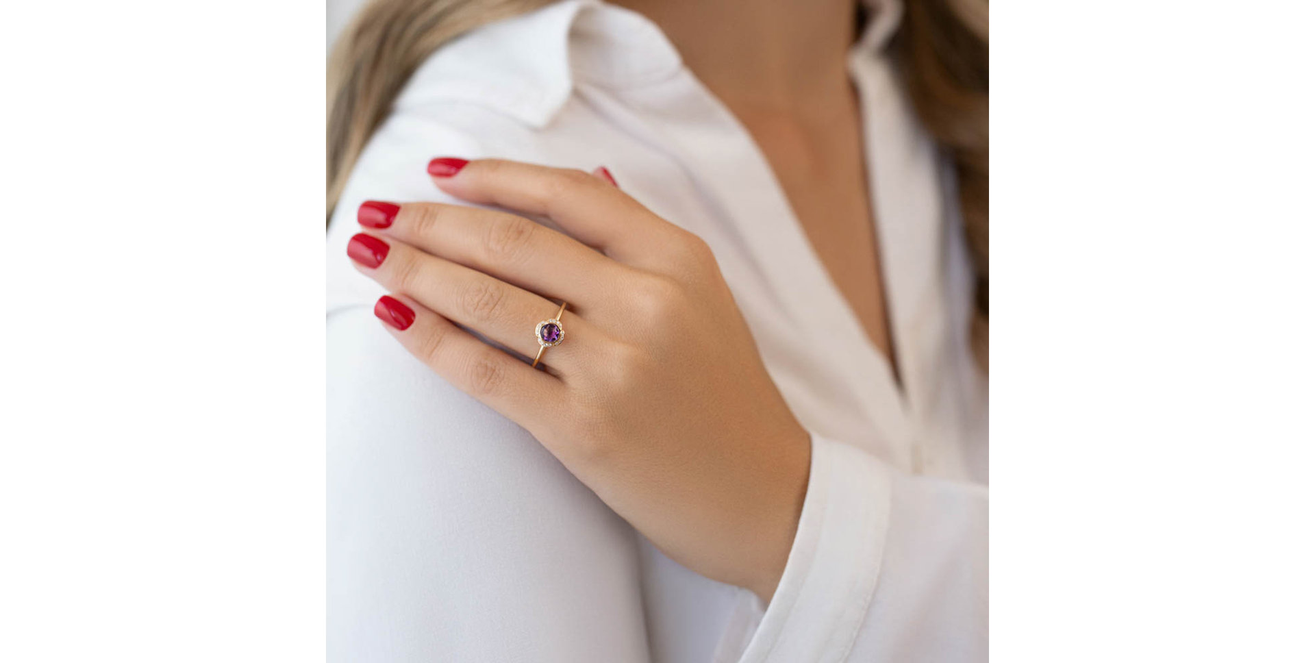 Prsteň s ametystom a diamantmi Magical Lady