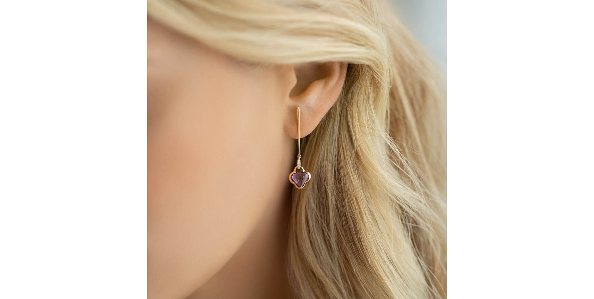 Náušnice s ametystom diamantmi Beautiful Oksana