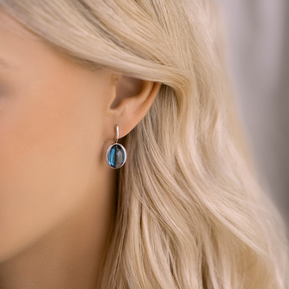 Náušnice s diamantmi a topásom Midnight Spark