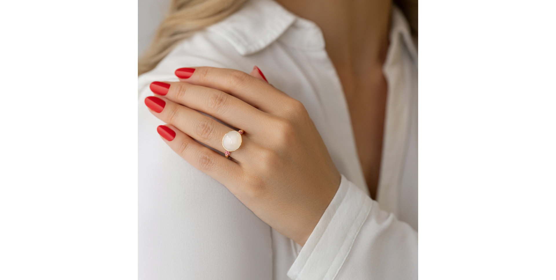 Prsteň so zafírmi a mesačným kameňom Echoes of Moonlight